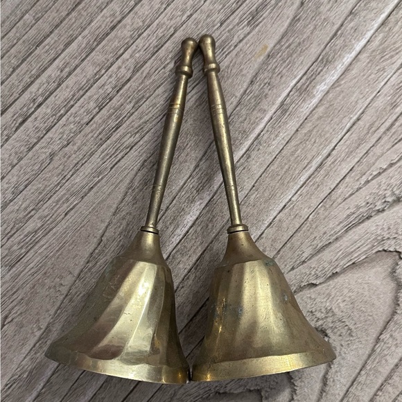 Pair‎ of Vintage Brass Bells|Swirl Pattern - Picture 1 of 4